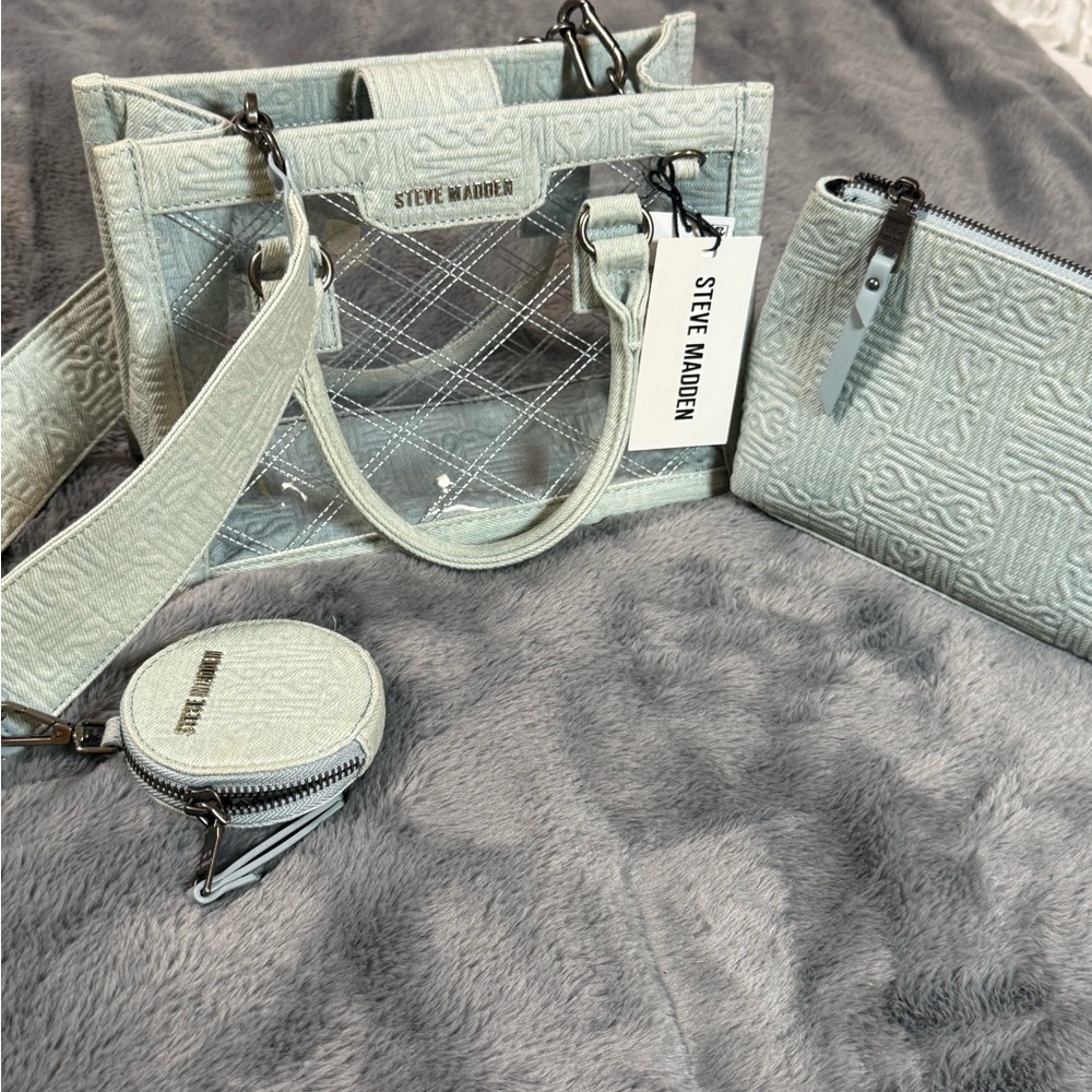 Steve Madden Quilted Gray 3-Piece Handbag Collection